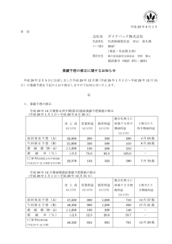 会社名 ダイナパック株式会社 業績予想の修正に関するお知らせ