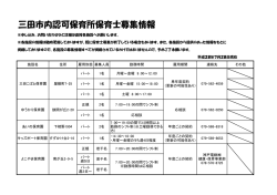 三田市内認可保育所保育士募集情報