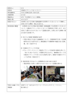 授業No 20 授業名 生態系ピラミッドをつくろう！ 特別講師名 日本工営