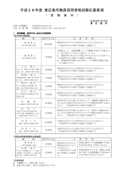 平成28年度 東広島市職員採用資格試験応募要項
