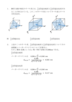 1． BCC 金属の転位のすべり系には、 2 [11  1](110)系と 2 [11  1](121