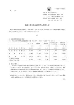 業績予想の修正に関するお知らせ