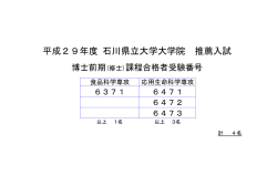 平成29年度4月入学大学院博士前期（修士）