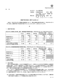 業績予想の修正に関するお知らせ