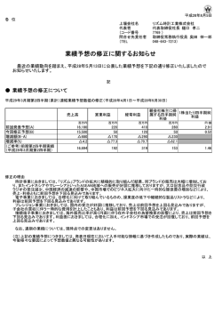 業績予想の修正に関するお知らせ[PDF:234KB]