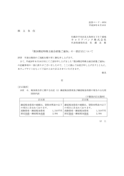 株 主 各 位 キャリアバンク株式会社 「第29期定時株主総会招集ご通知
