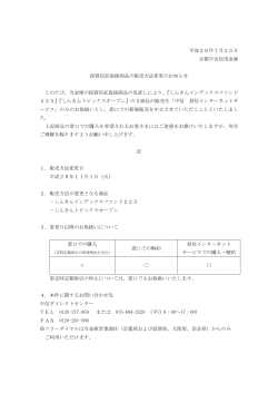 平成28年7月25日 京都中央信用金庫 投資信託取扱商品の販売方法