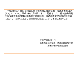 平成28年3月31日に発表した「栃木県正社員転換・待遇改善実現プ ラン