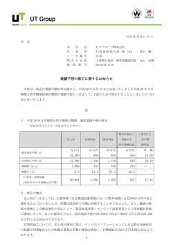 業績予想の修正に関するお知らせ