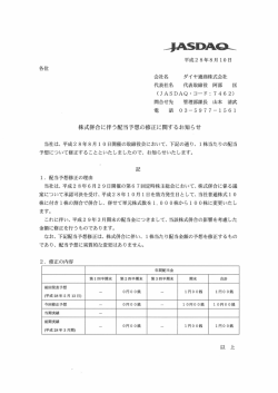 「株式併合に伴う配当予想の修正に関するお知らせ」を開示しました。