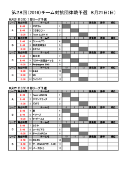 リーグと集合時間