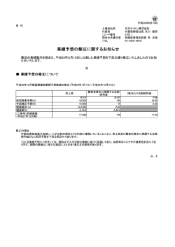 業績予想の修正に関するお知らせ