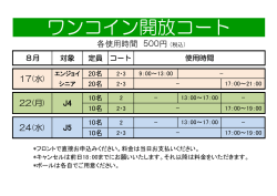 ワンコイン開放コート