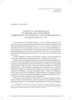japonica w archiwaliach po bronisławie piłsudskim w bibliotece