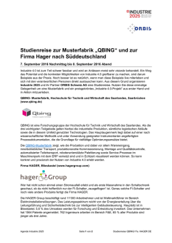 Studienreise zur Musterfabrik „QBING“ und zur Firma Hager nach