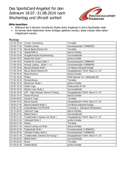 SportsCard-Programm nach Tag und Zeit