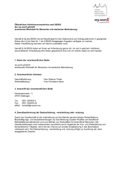 Öffentliches Verfahrensverzeichnis nach BDSG der my.worX