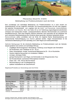 21/16 Bekämpfung von Problemunkräutern nach der Ernte