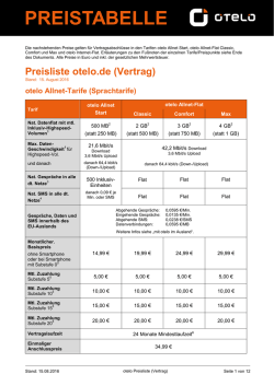 otelo Preisliste (Vertrag)