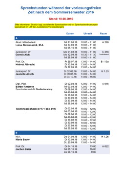 Sprechstunden w&auml;hrend der vorlesungsfreien Zeit nach dem