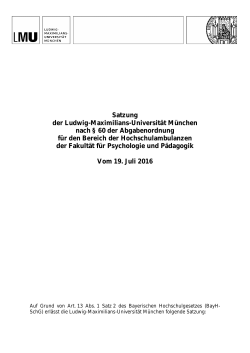 Satzung der Ludwig-Maximilians-Universität München nach § 60