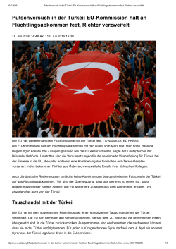 Putschversuch in der Türkei: EUKommission hält an