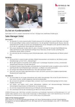 Du bist ein Kundenversteher? Sales Manager (m/w)