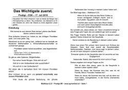 Predigttext  - Evangelischen Gemeinde Kehlhof