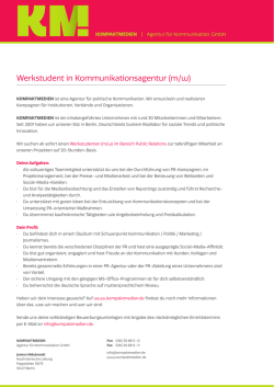 Werkstudent in Kommunikationsagentur (m/w)