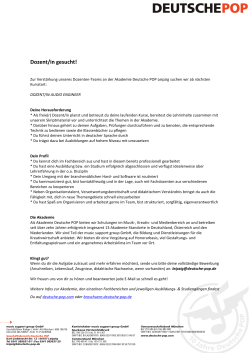 Dozent/in f&uuml;r Audio Engineering am Standort Leipzig