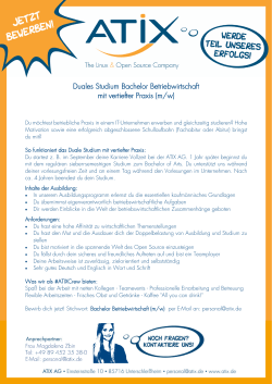 Duales Studium mit vertiefter Praxis BWL (m/w)