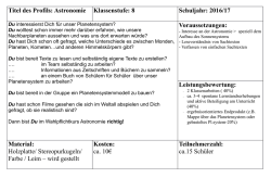 Titel des Profils: Astronomie Klassenstufe: 8 Schuljahr: 2016/17