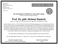 Prof. Dr. phil. Helmut Hanisch - bru