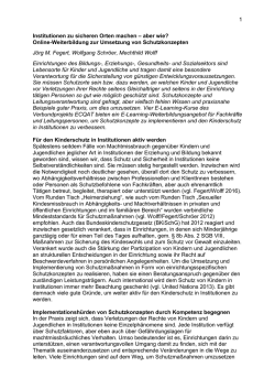 1 Institutionen zu sicheren Orten machen – aber wie? Online