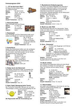 Ferienprogramm 2016 1. „127 ist doch kein Alter“ 2