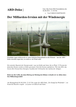 ARD-Doku | Der Milliarden-Irrsinn mit der Windenergie