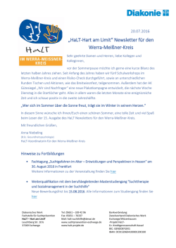 HaLT-Newsletters - Fachstelle f&uuml;r Suchthilfe und Pr&auml;vention