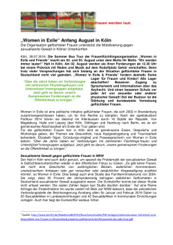 „Women in Exile“ Anfang August in Köln