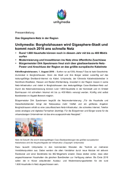 01.08.2016 - Unitymedia: Borgholzhausen wird Gigasphere