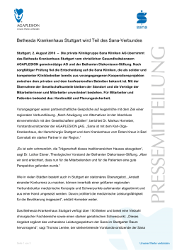 Bethesda Krankenhaus Stuttgart wird Teil des Sana