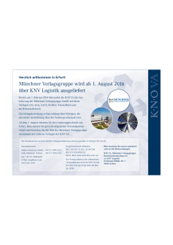 Münchner Verlagsgruppe wird ab 1. August 2016 über KNV Logistik