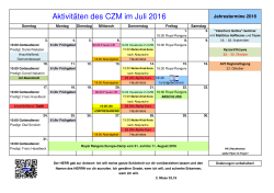 Aktivitäten des CZM im Juli 2016