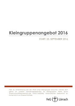 Kleingruppenangebot 2016