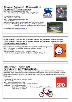 Dienstag &ndash; Freitag, 02. - 05. August 2016 Ferienkurs 3