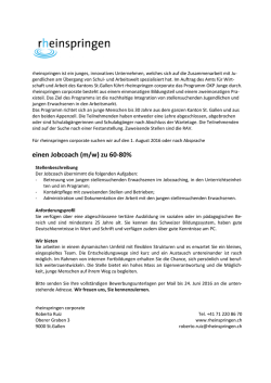 einen Jobcoach (m/w) zu 60-80%