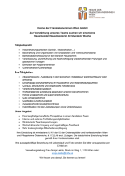 Hausmeister / Hausmeisterin &ndash; 40 Stunden / Woche