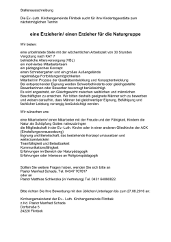 eine Erzieherin/ einen Erzieher f&uuml;r die Naturgruppe