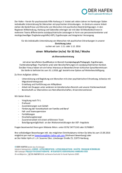 einen Mitarbeiter (m/w) f&uuml;r 32 Std./ Woche
