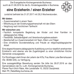 eine Erzieherin / einen Erzieher - Ansage Zukunft