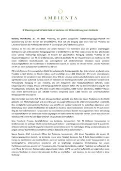IP Cleaning erwirbt Mehrheit an Vaclensa mit